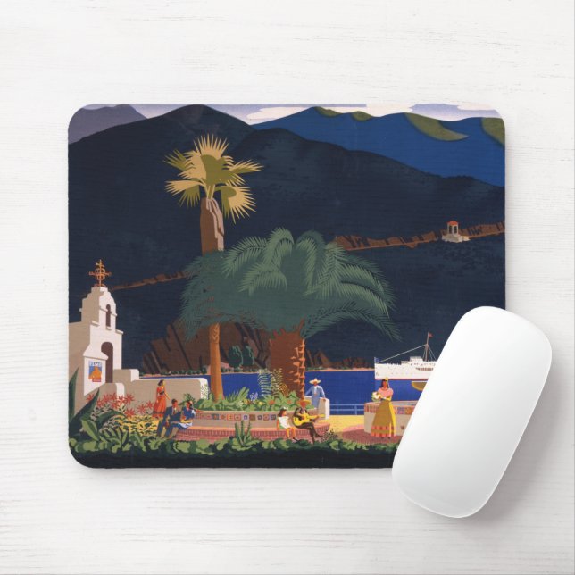 Reiseplakat - Santa Catalina Island, Kalifornien Mousepad (Mit Mouse)