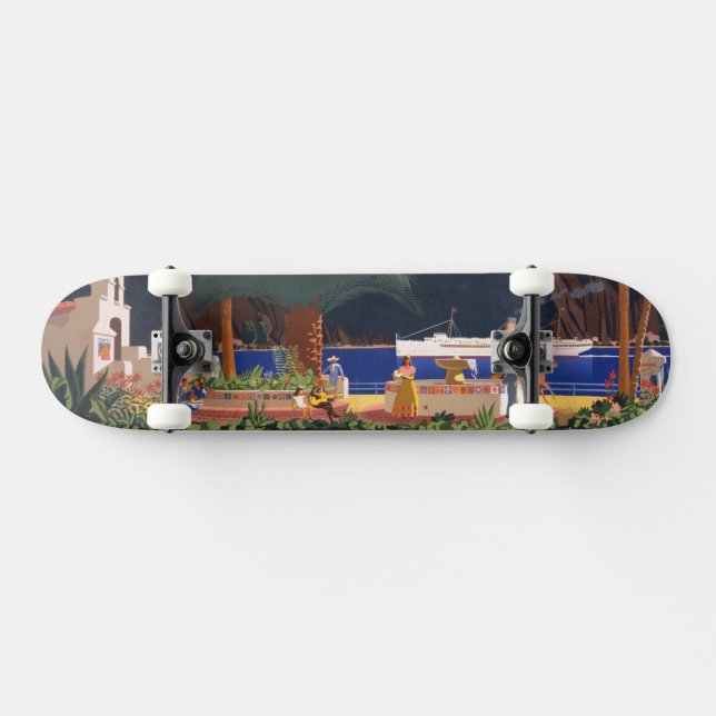 Reiseplakat - Santa Catalina Island, Kalifornien Skateboard (Horizontal)