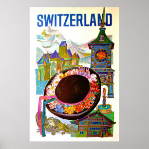 Reiseplakat Schweiz im Vintage-Stil Poster