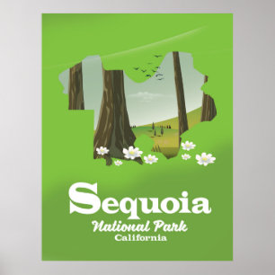 Reiseplakat Sequoia-Nationalpark-Karte Poster