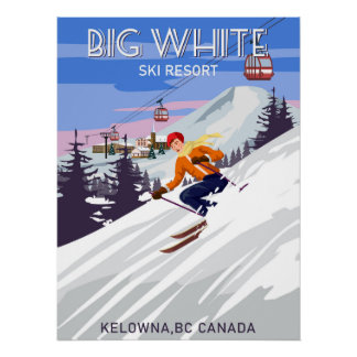 Reiseplakat Ski Big White Resort Vintag Poster
