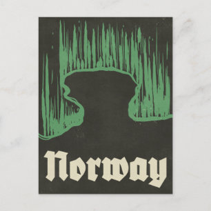 Reiseplakat Skifahren Norwegen Feiertagspostkarte