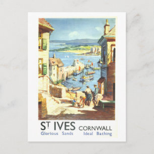 Reiseplakat St. Ives Cornwall im Vintage-Stil Postkarte