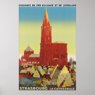 Reiseplakat Straßburger Münster Frankreich Vintage Poster