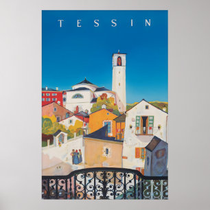 Reiseplakat Tessin Schweiz Vintage Druck Poster