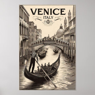 Reiseplakat Venedig Italien Gondel im Vintage-Stil Poster