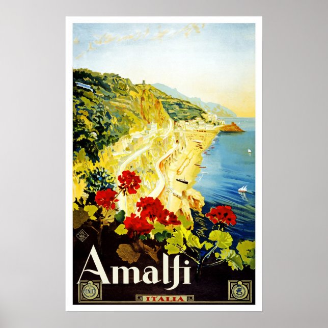 Reiseplakat Vintag Amalfi Italien Europa Poster (Vorne)