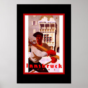 Reiseplakat Vintag Innsbruck Tirol Skifahren Poster