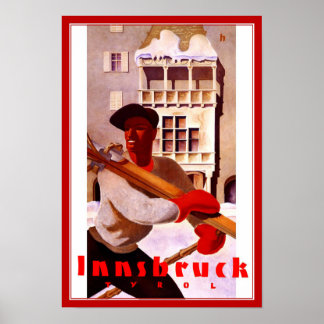 Reiseplakat Vintag Innsbruck Tirol Skifahren Poster