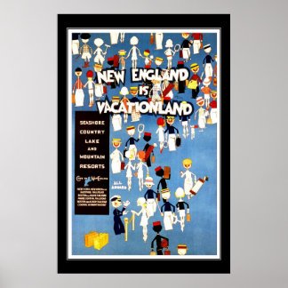 Reiseplakat Vintag Neuengland Urlaub Poster
