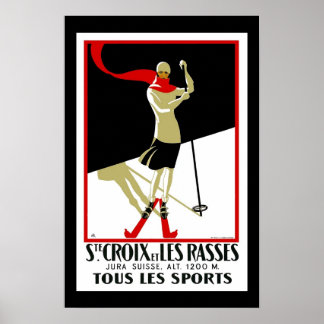 Reiseplakat Vintag Saint Croix Skifahren Poster