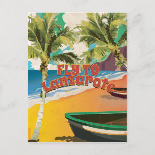 Reiseplakat Vintage Fly To Lanzarote Postkarte