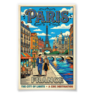 Reiseplakat Vintage Paris - Die Stadt der Lichter Fotodruck