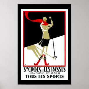 Reiseplakat Vintage Saint Croix Skifahren Poster