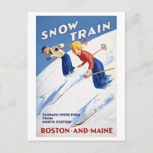 Reiseplakat Vintage-Schneezug Postkarte
