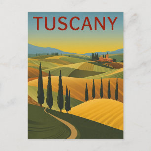 Reiseplakat Vintage Toskana Italien Hügel Postkarte