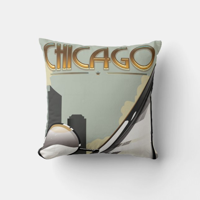 Reiseplakat von Chicago Kissen (Vorderseite)