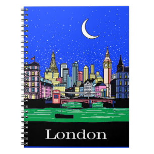 Reiseplakat von London bei Nacht Notizblock