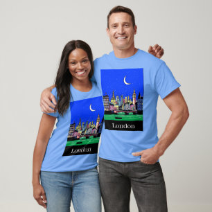 Reiseplakat von London unter dem nächtlichen Himme T-Shirt