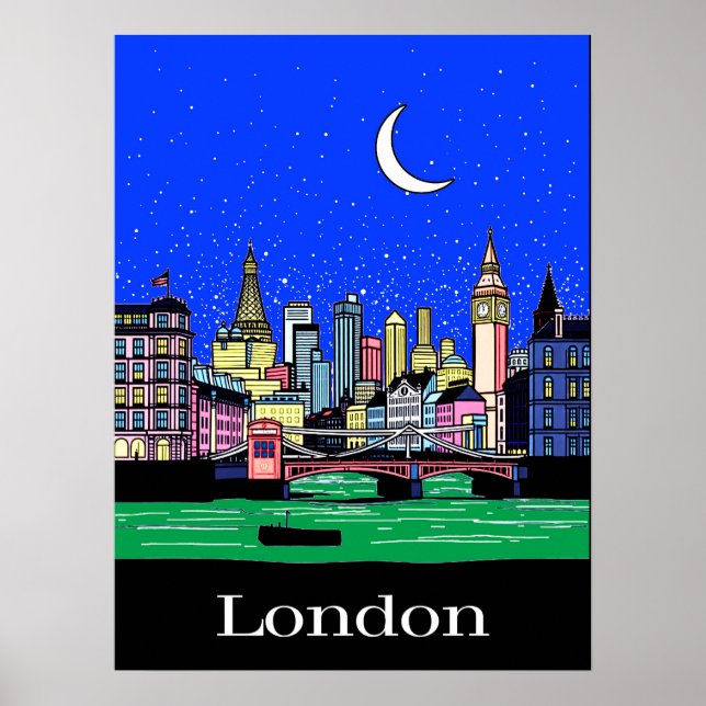 Reiseplakat von London unter dem Night Sky Poster (Vorne)