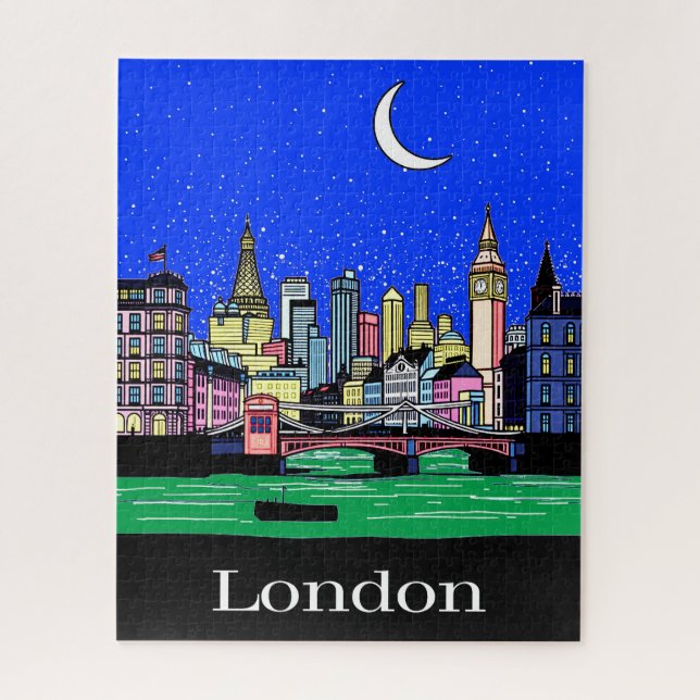 Reiseplakat von London unter dem Night Sky Puzzle (Vertikal)