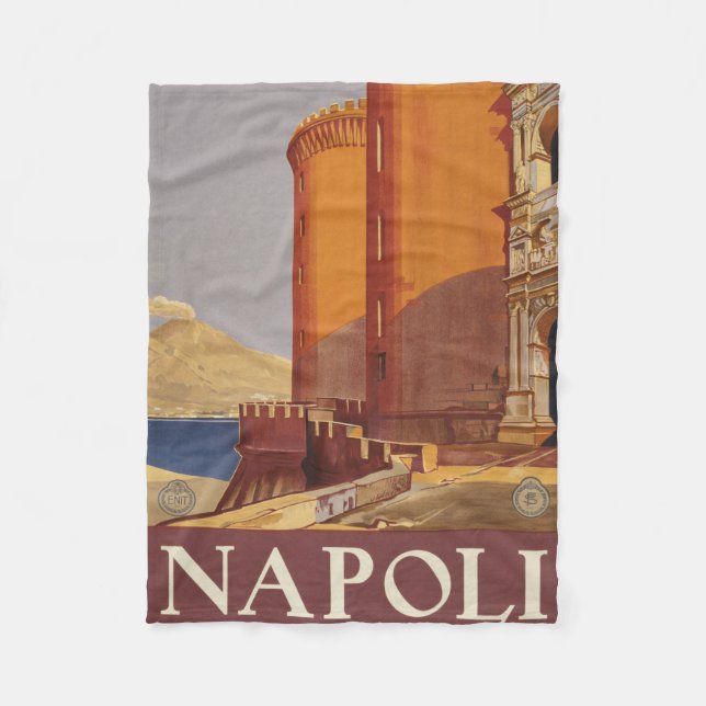 Reiseplakat von Vesuv und der Bucht von Neapel Fleecedecke (Vorderseite)