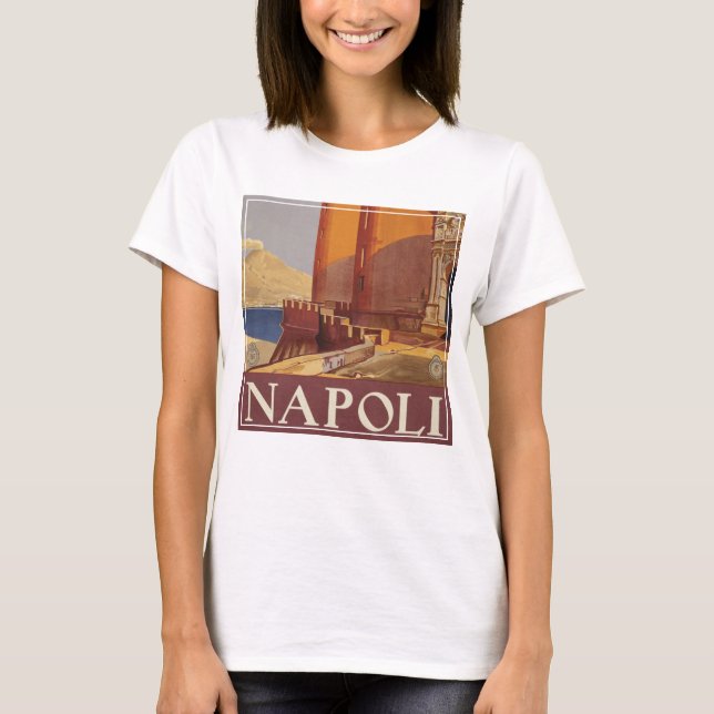 Reiseplakat von Vesuv und der Bucht von Neapel T-Shirt (Vorderseite)