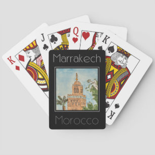 Reiseplakat Wasserfarbe Marrakesch Marokko Spielkarten