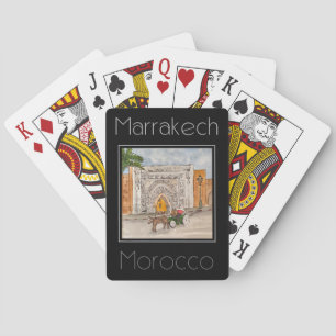 Reiseplakat Wasserfarbe Marrakesch Marokko Spielkarten