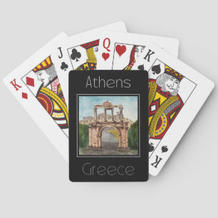 Reiseplakat Wasserfarbe von Athen Griechenland Spielkarten