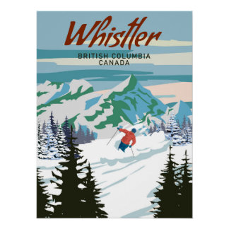 Reiseplakat Whistler Ski Resort Vintag Poster
