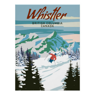 Reiseplakat Whistler Skigebiet vintage Poster