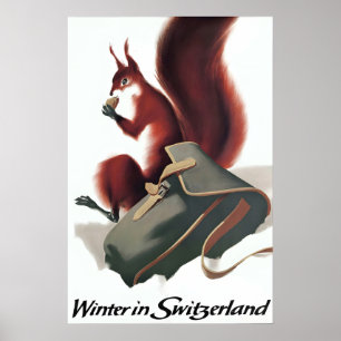 Reiseplakat -Winter in der Schweiz- Sport Ski Poster