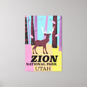 Reiseplakat Zion National Park Utah. Leinwanddruck