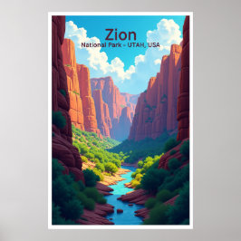 Reiseplakat Zion National Park Utah Poster