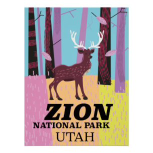 Reiseplakat Zion National Park Utah. Poster