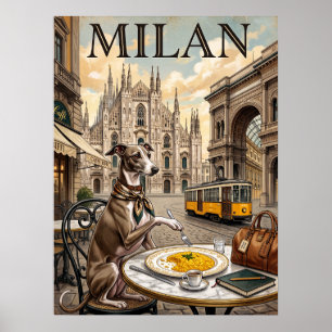 Reiseplakate im Vintage-Stil Mailand Italien Hun Poster