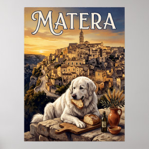 Reiseplakate im Vintage-Stil Matera Italien Hund Poster