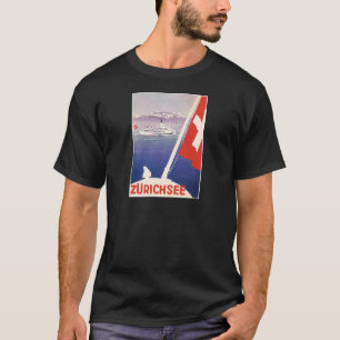 Reiseplakate im Vintage-Stil: Zürichsee Schweiz T-Shirt