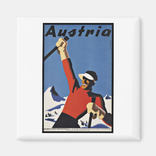 Reiseplakate Österreich Skisport Vintage Magnet