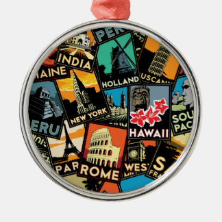 Reiseplakate retro Vintages Europa Asien USA Ornament Aus Metall