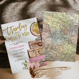 Reiseplan Brautparty / Rosa goldene Blüte Einladung