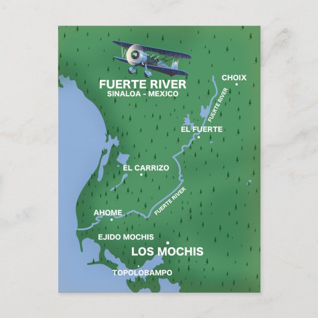 Reiseplan für Mexiko: Fürte Fluss Sinaloa Postkarte (Vorderseite)