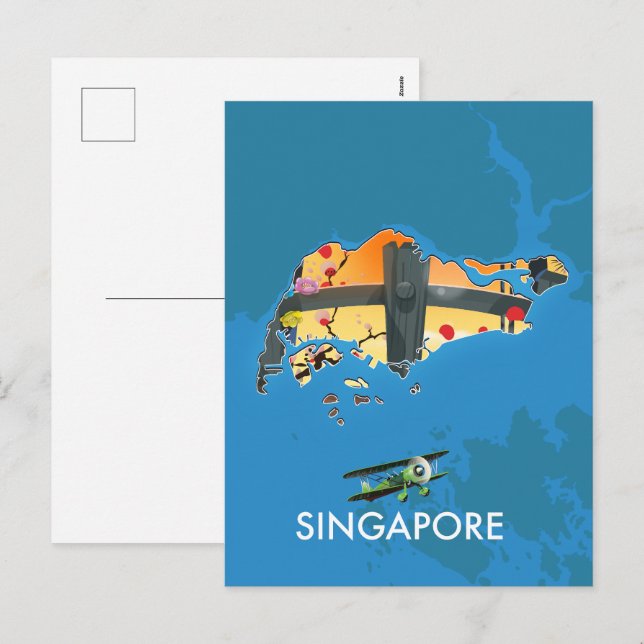 Reiseplan Singapurs Feiertagspostkarte (Vorne/Hinten)