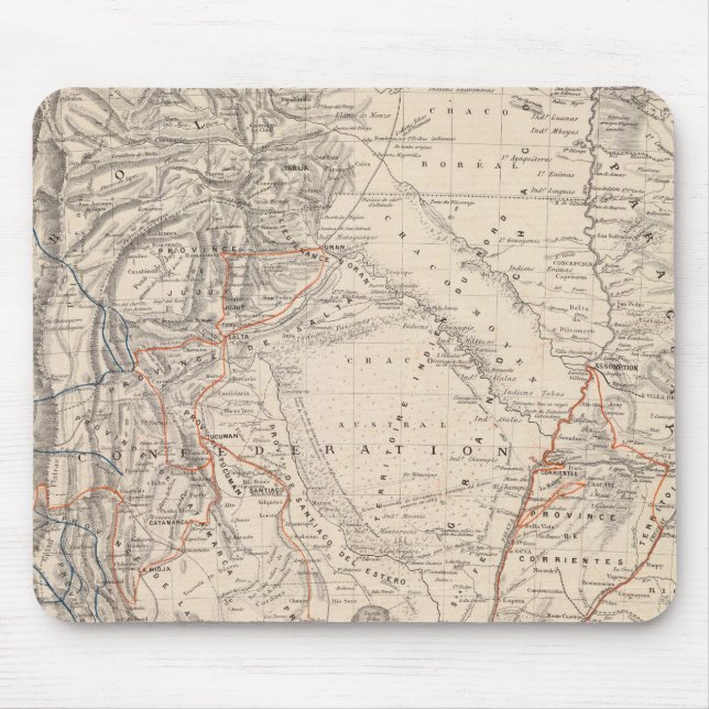 Reiseplan von Dr. V. Martin de Moussy Mousepad (Vorne)