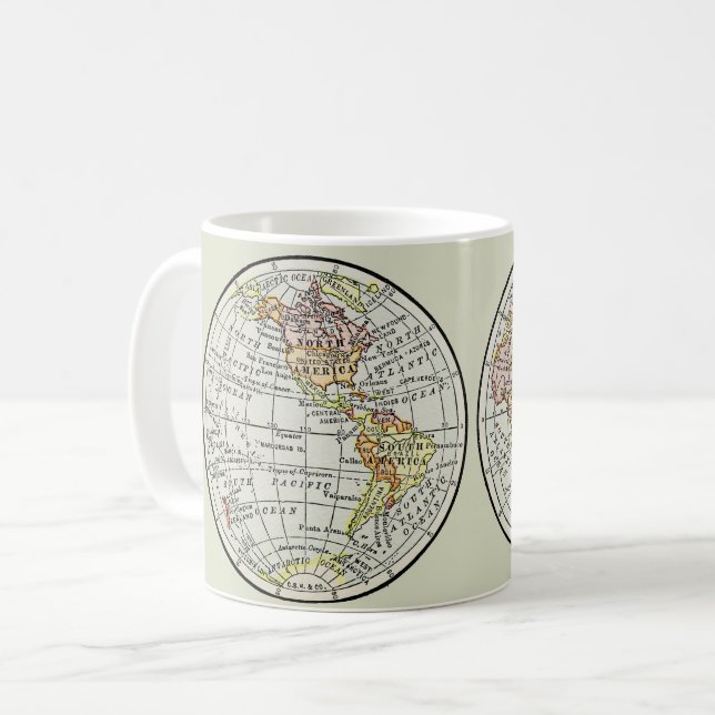 Reiseplaner Erde 1916 Welatlas Kaffeetasse (Vorderseite Links)