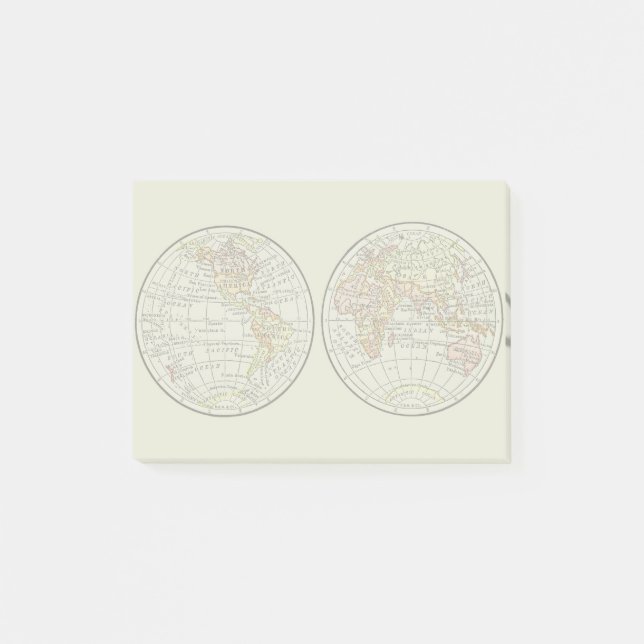 Reiseplaner Erde 1916 Welatlas Post-it Klebezettel (Vorderseite)