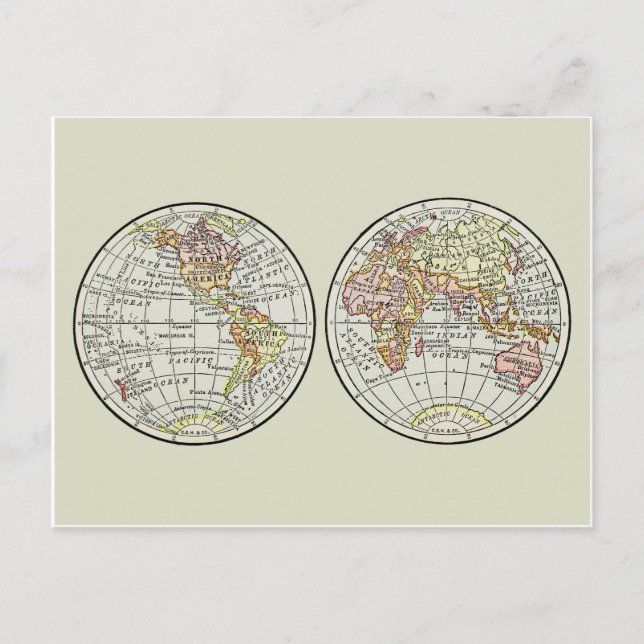 Reiseplaner Erde 1916 Welatlas Postkarte (Vorderseite)