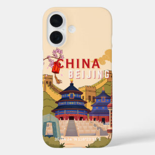 Reiseposter Peking China Asiatische Stadt-Wandku iPhone 16 Hülle