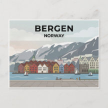 Reisepostkarte Bergen, Norwegen